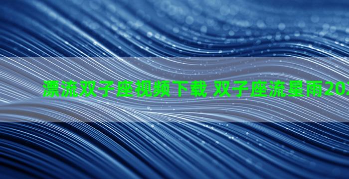 漂流双子座视频下载 双子座流星雨2020年视频